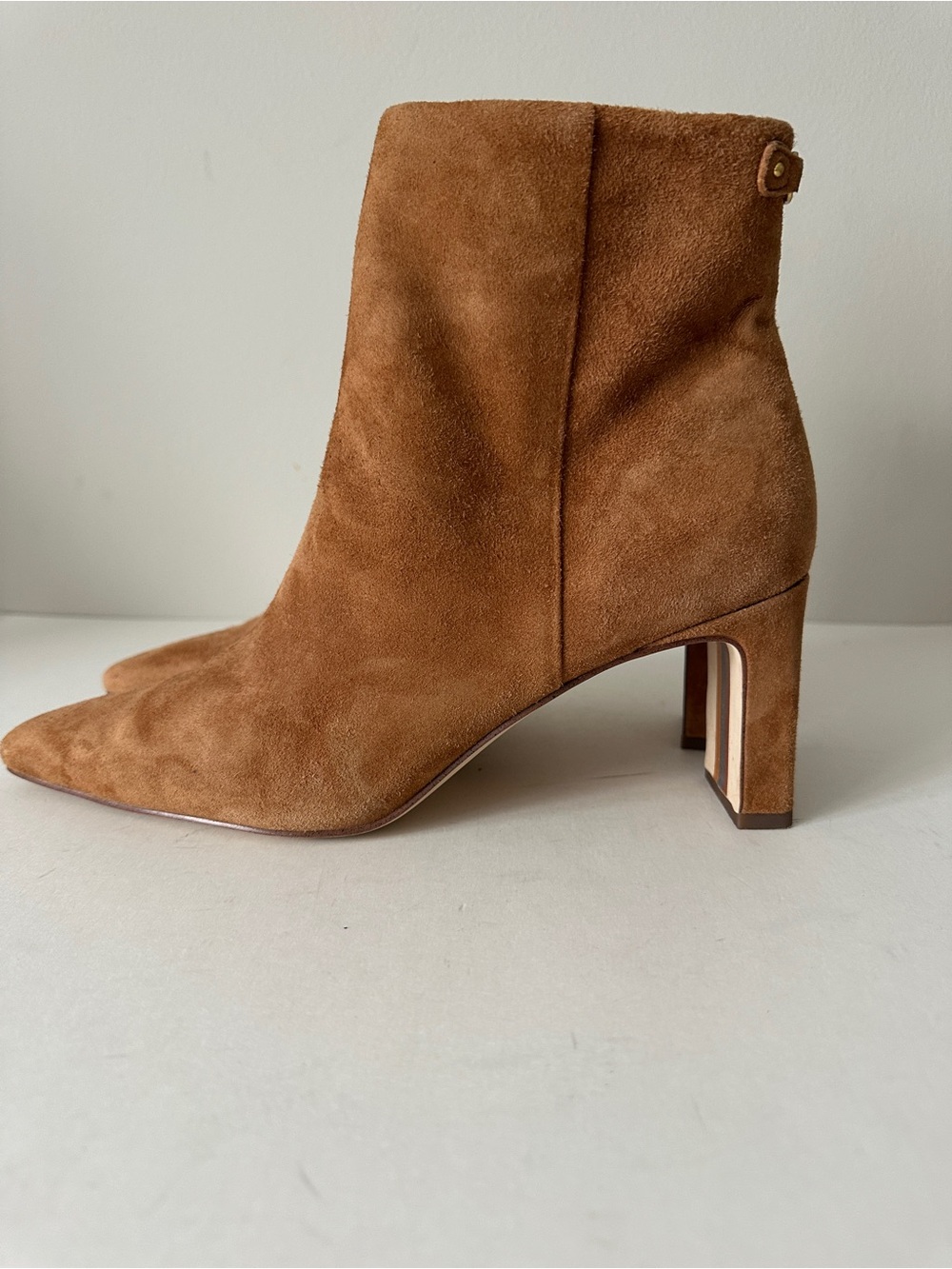 Sam Edelman Saige Cinnamon Suede High Heel Women's Ankle Booties, Sz 9.5M Preown